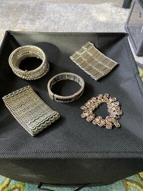 Silver-Tone Mixed Metal Bracelet Set - Women Jewelry